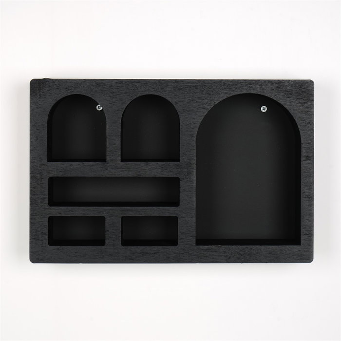 Hanah Home Estantería de Pared de Madera Maciza Negro Cry003-S